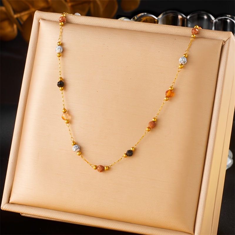 

- Women's Necklace - Unique Steel Synthetic Zirconia, For & Parties