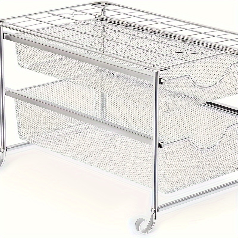 

2 Layer Stackable Sliding Basket Storage Drawer Heavy Duty Under Sink Storage Box