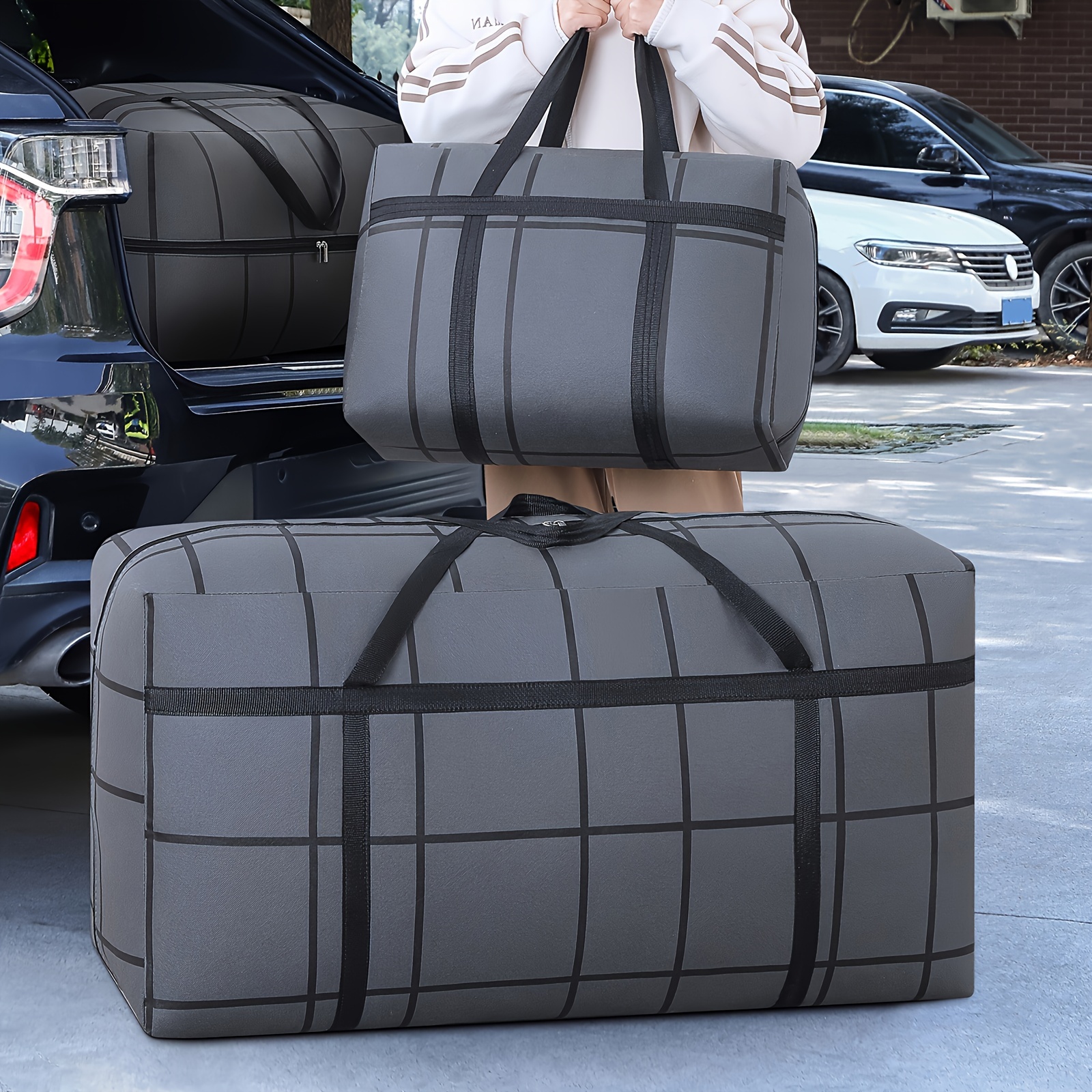 

Large Capacity Foldable Storage Bag - Non-woven, Ideal For Quilts, Clothes, Blankets & Toys - Perfect Car Accessory