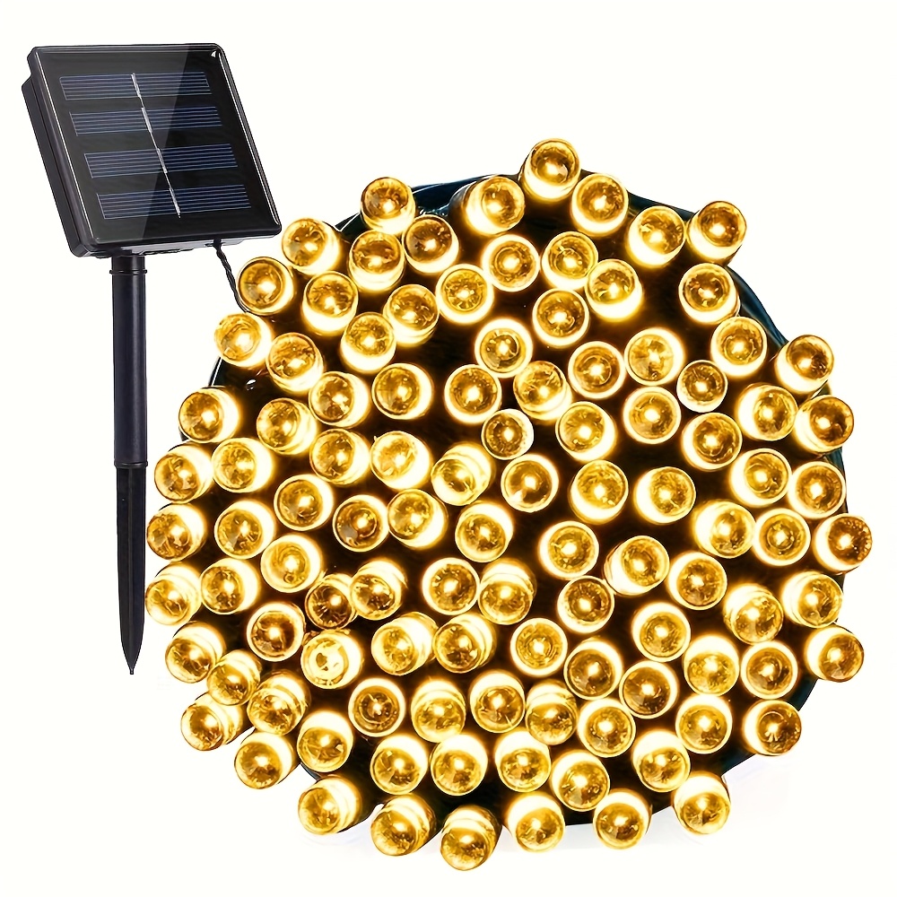 TEMU 1pc Solar Outdoor Light, 50 Led/100 Led/200 Led/300 Led 8 Outdoor Valentine's Day Decoration, Solar Fairy Light Christmas Decoration, Fence,