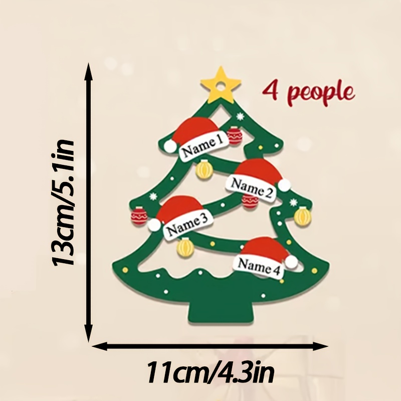 Image of 1pc Personalized Name/text Christmas Tree Pendant - Holiday Ornament With Name, Artificial Wood Irregular-shaped Tree Suitable For Family Gift, Backpack & Decorations