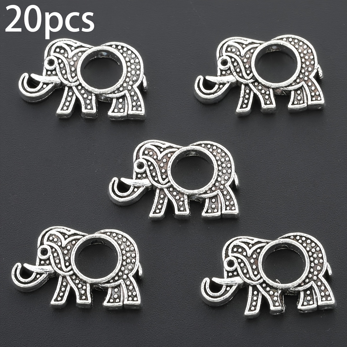 E-shop 20 Stück Elefant Punkt Hohle Perlenrahmen, Niedliche Tier Punktierte Legierung Perforierte Spacer Perlen, Unregelmäßig Geformte Durchloch