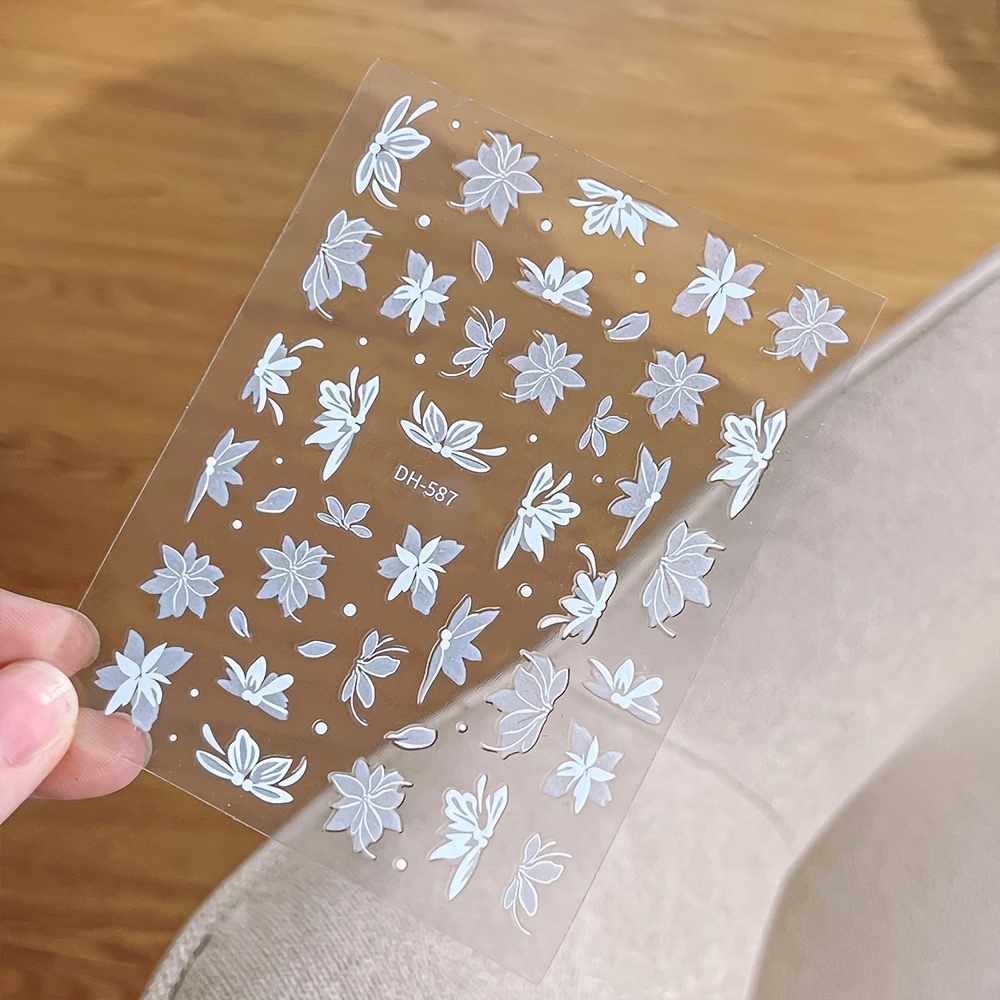 2 Sheets of Elegant Magnolia 3D Nail Stickers