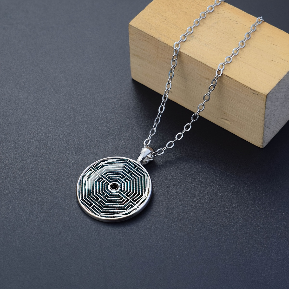 Geometric Maze Design Necklace, Statement Gift for Women