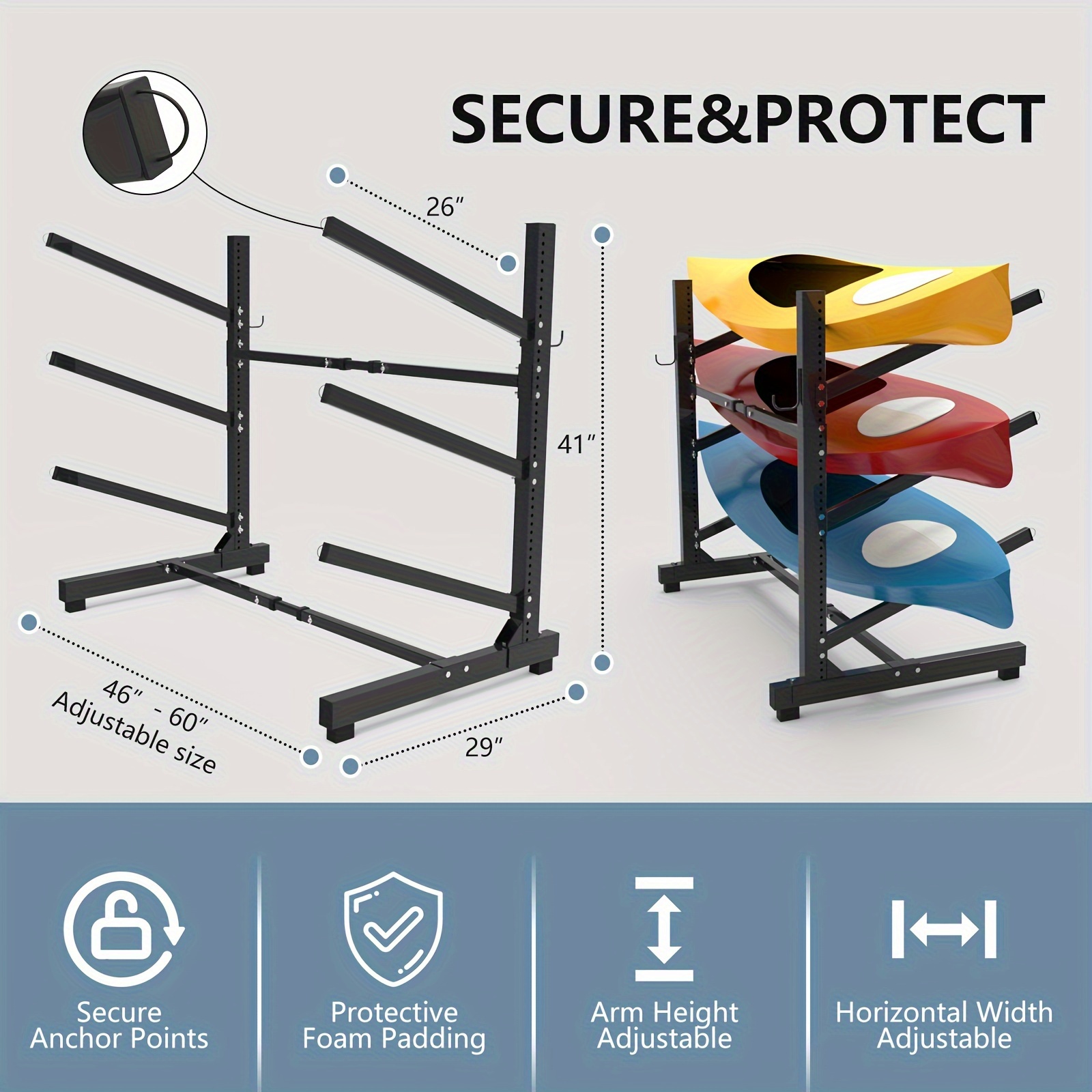 Kayak Stand 3 Racks Kayaks Racks Outdoor Storage Aluminum - Temu