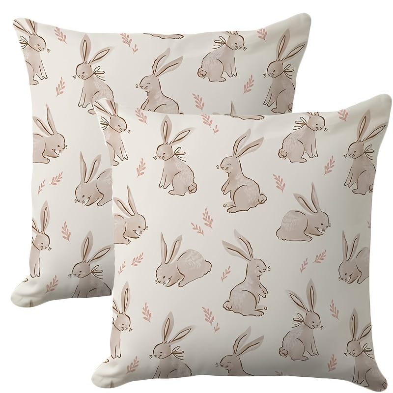 

2-pack Contemporary Easter Bunny Pillow Covers, 20x20 Inch, Machine Washable, Zippered Polyester Decorative Cushion Cases For Home Sofa, Single Sided Print, No Insert