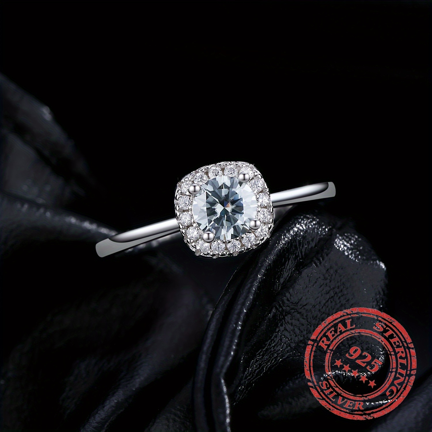 Women's 925 Sterling Silver Moissanite Square Ring — Wedding Gift