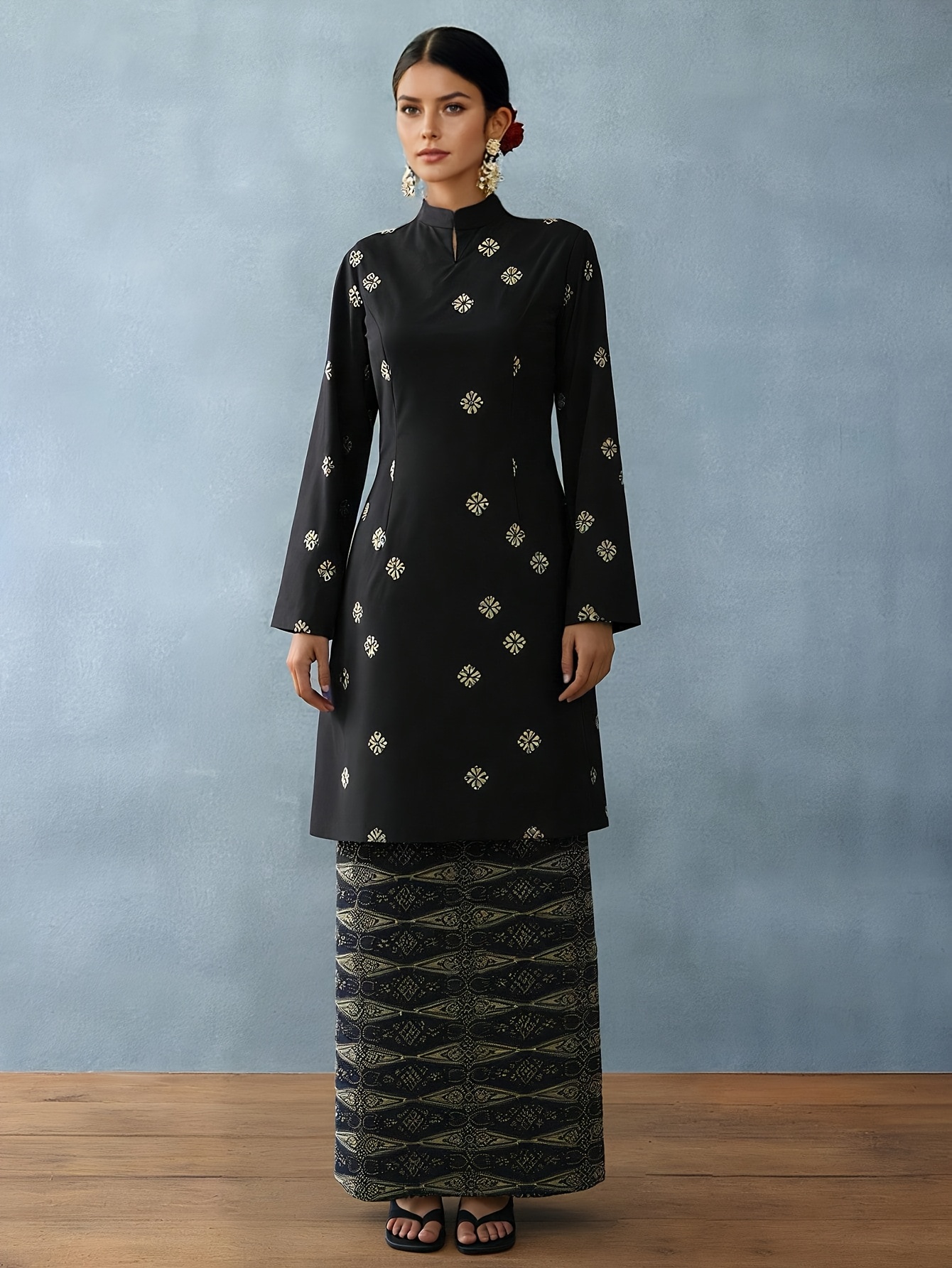 2pcs women islamic lady outfit long shirt skirt - Temu Philippines, image size:800x1066