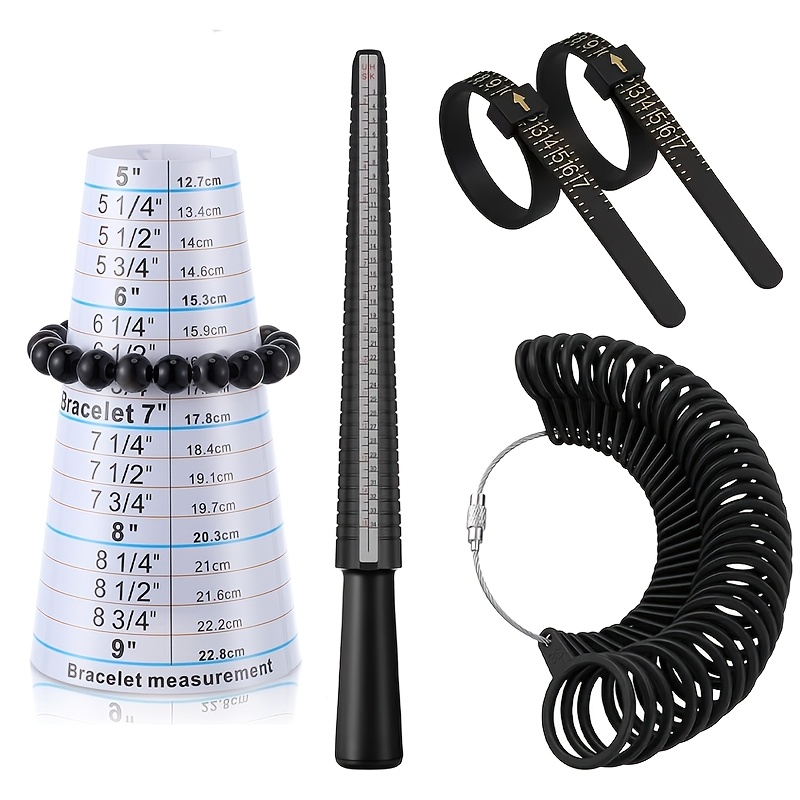TEMU 5pcs Ring And Bracelet Sizing Tool Set, Including A Plastic Ring Sizing Gauge, Bracelet Inner Diameter Measurer, Ring Sizing Ruler, And Finger