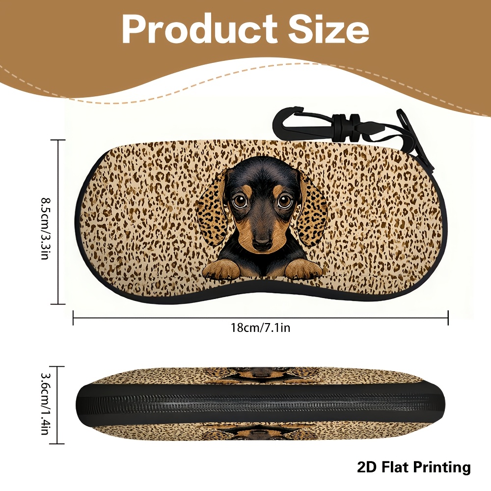 TEMU 2d Flat - 1pc 2d Flat Printing Cute Puppy On Paw Background Pattern Glasses Case, For Reading Glasses, Fashion Glasses, Light Blocking Glasses -