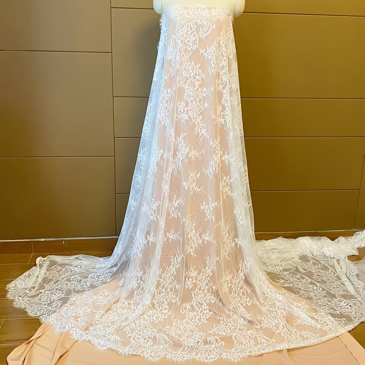 chinese dress ladies Embroidery Beaded Ivory Lace Fabric for Dress Handmade Diy Material   loveangeldress