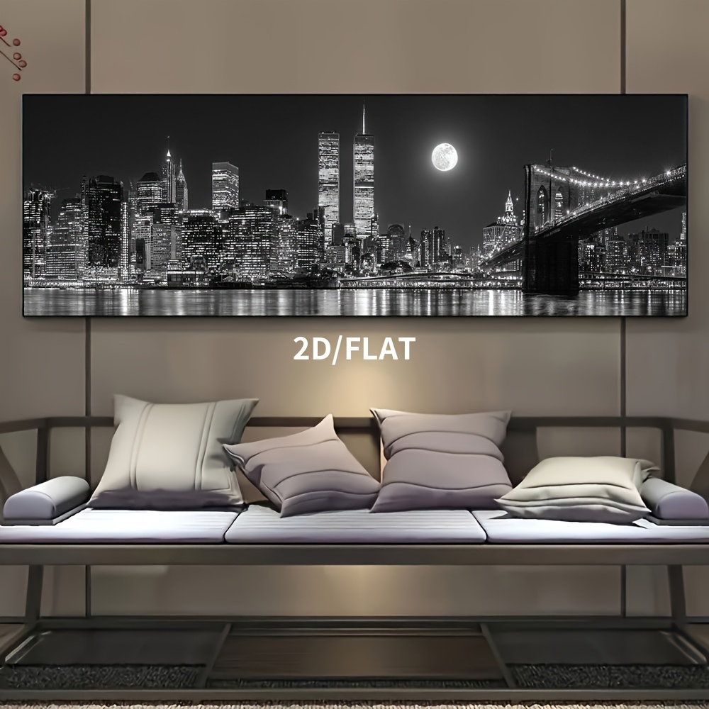 TEMU 2d Flat, 2d Flat, 2d Flat 1pc Unframed 2d/flat Canvas Artwork Featuring The Of City, Designed For Horizontal Display In Living Rooms, Bedrooms,