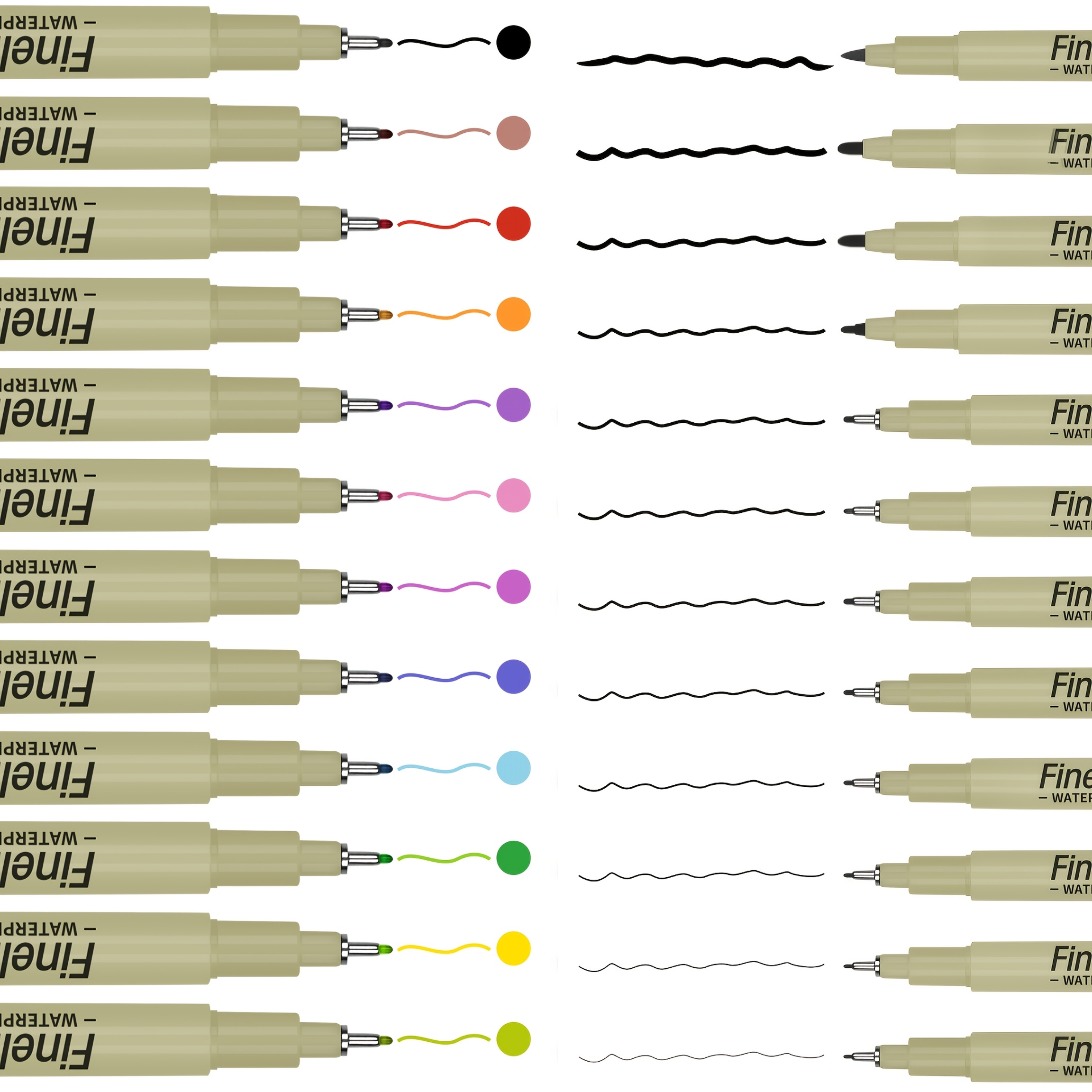 TEMU Lot de 24 stylos gel à dessin : 12 styles différents de stylos gel noirs + 12 stylos à dessin de couleur, adaptés pour les illustrations