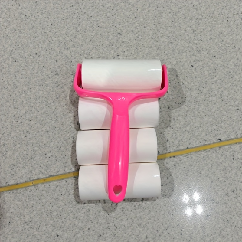 Image of Sticky Lint Roller Set: 1 Handle + 4 Refill Pads, 120 Sheets Of Lint Paper. Suitable For Removing Pet Hair From Clothing, Carpets, And Car Seats. Sturdy Handle, No Power Required