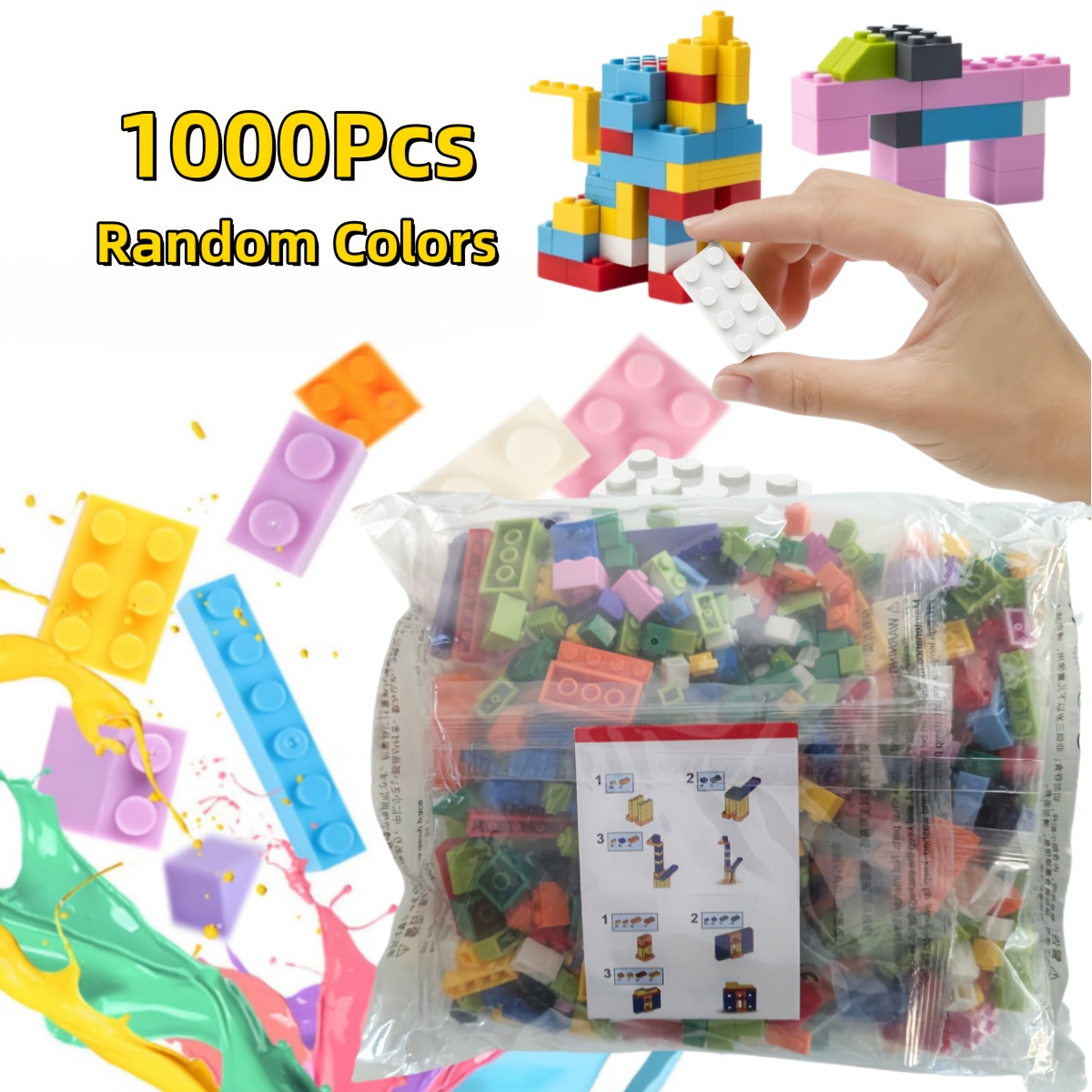 1000pcs Bagged High-quality Small Brick Classic Building Blocks, Random Colors, Compatible With , Abs Material, Develops And Imagination, Halloween, Thanksgiving, Christmas Gift, Birthday Gift