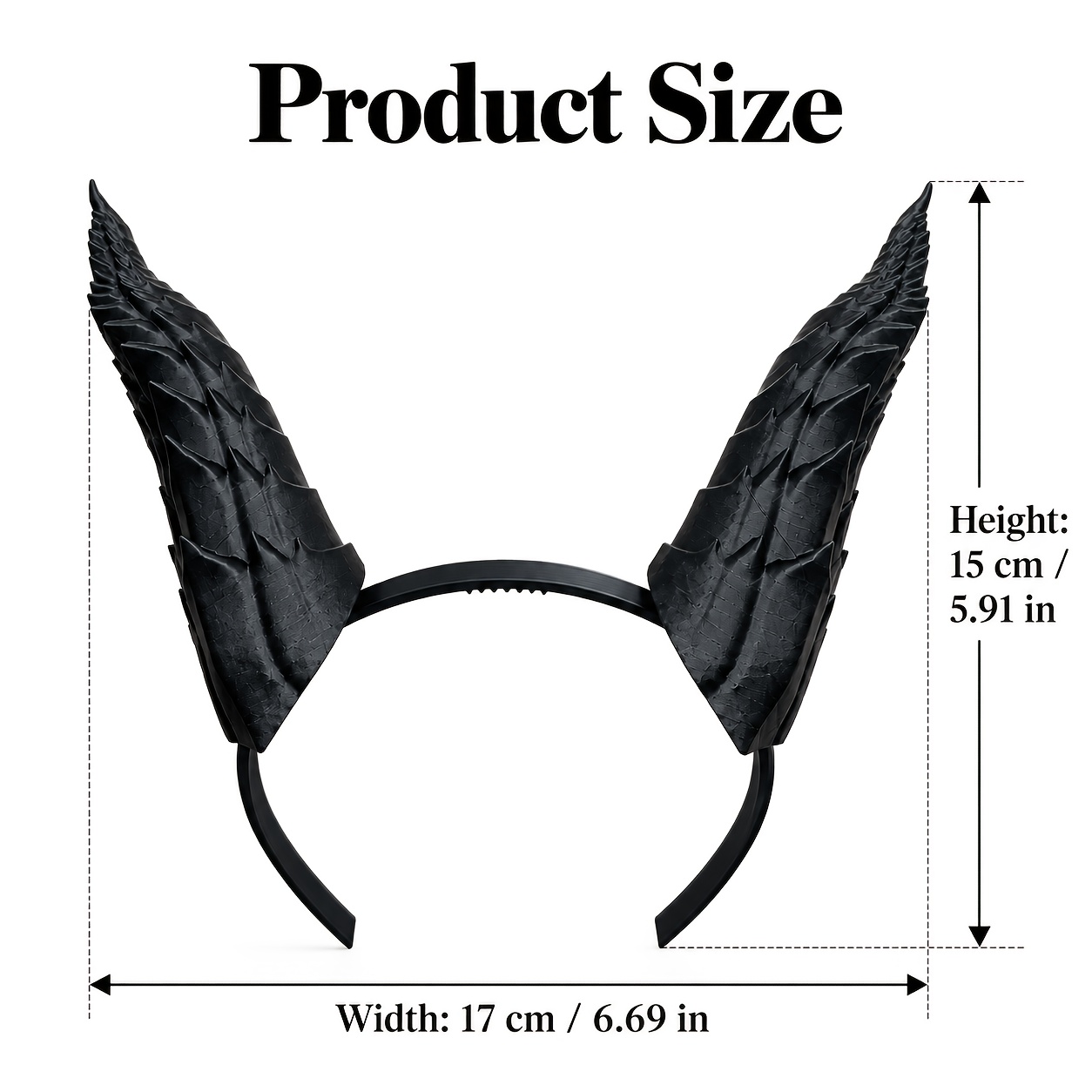 TEMU 1 Pair Black Dragon Horn Headband, 3d Printed Fantasy Role-play Headpiece, Gothic Demon Horn Party Hair Accessory, Suitable For Halloween