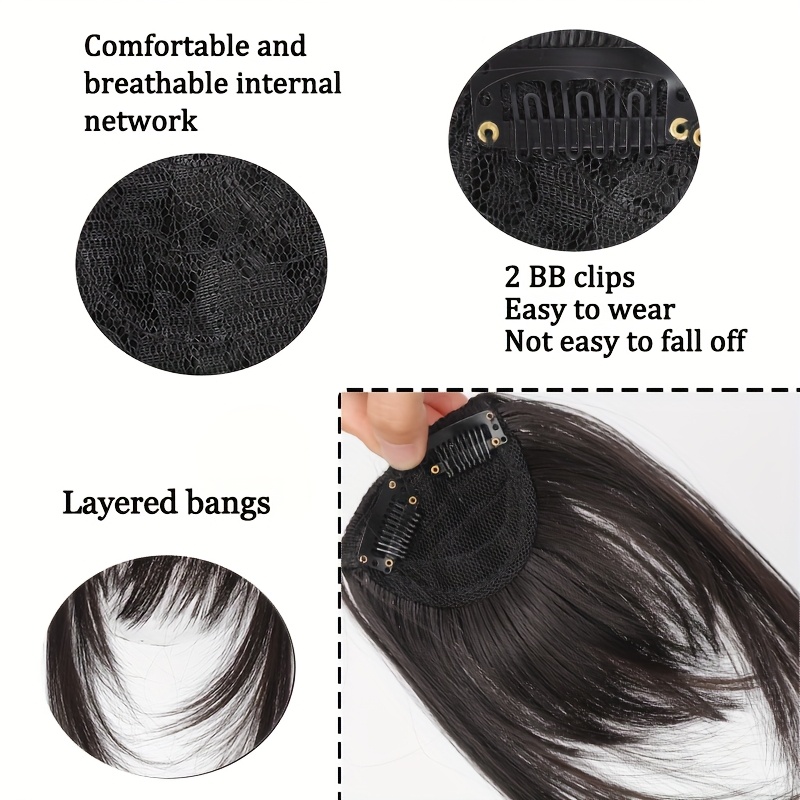 womens layered   inspired straight hair wig with bangs sleek black synthetic hair for versatile styling natural look       everyday hairpiece  inspired bangs   hair details 4