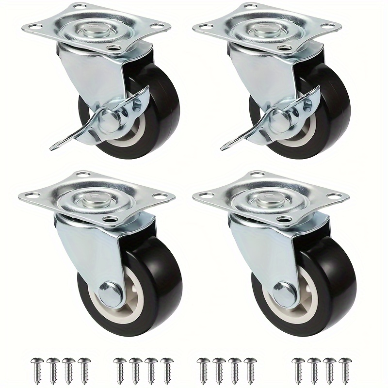 

4-piece Heavy-duty With Brakes - Quiet, Wear-resistant 360° Swivel Wheels For Trolleys & Handles