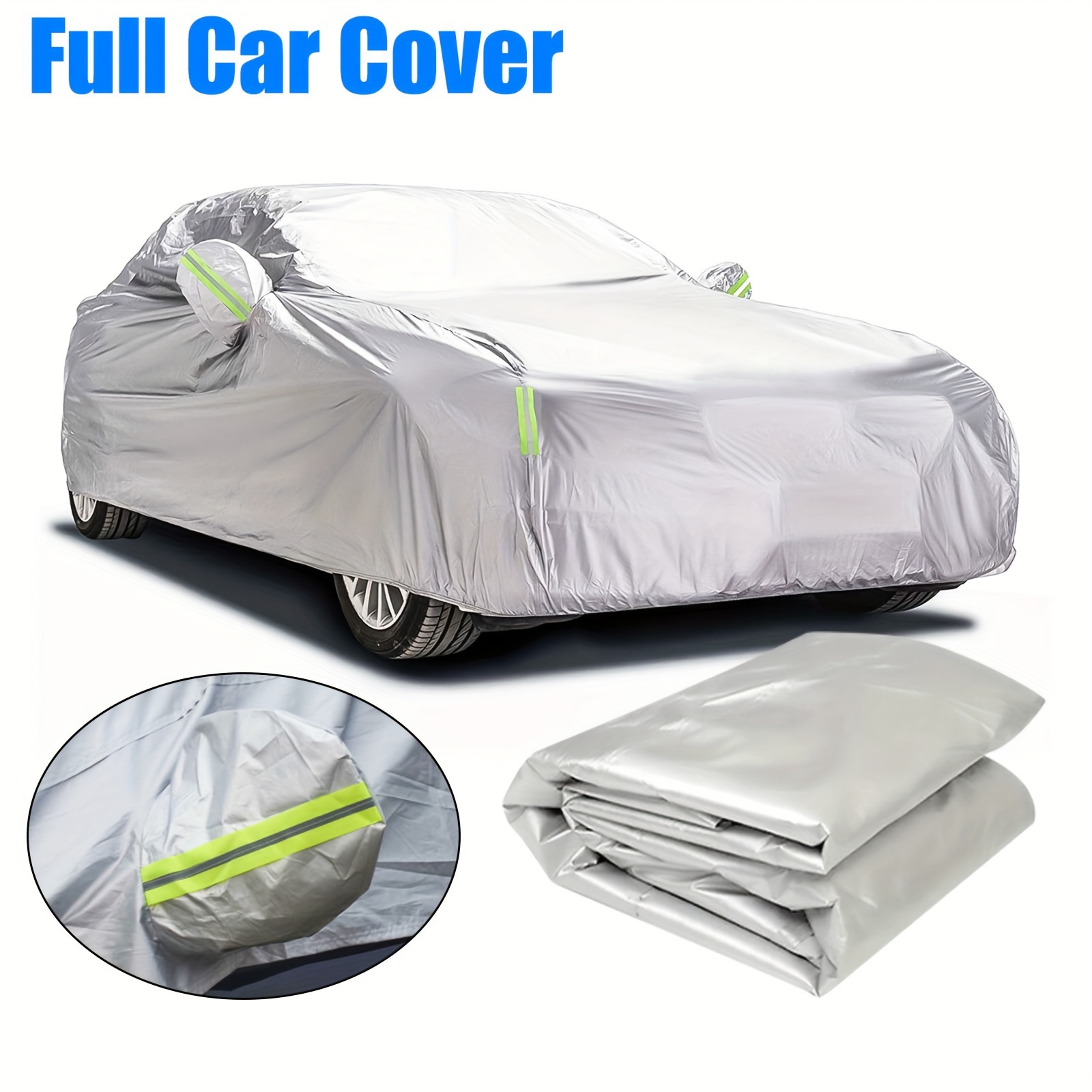 

Full Car Cover Xl Size, With Reflective Strip, Waterproof, Sun Snow Rain Uv Heat Dust Resistant, For Sedan Suv