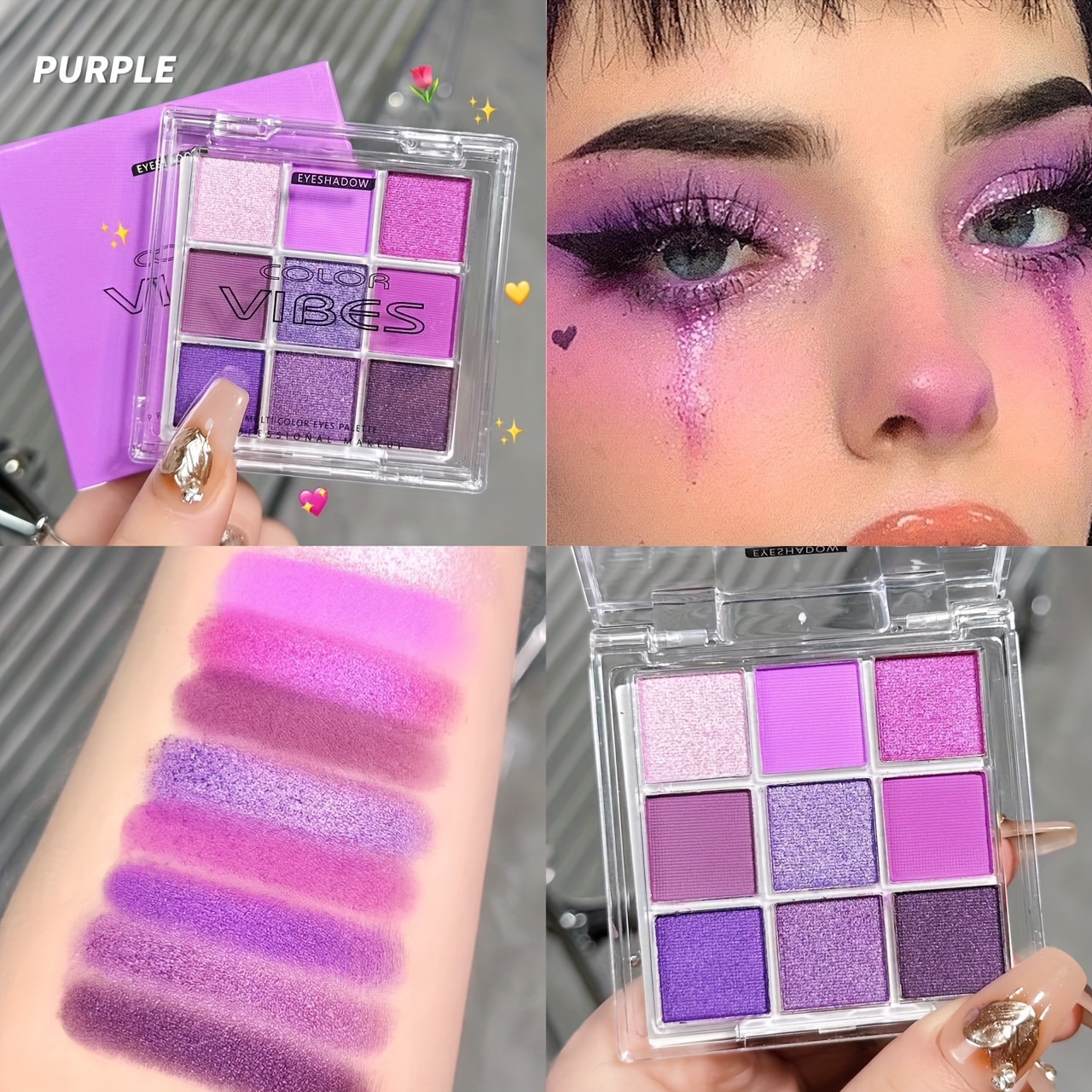 lila ögonskuggspalett matt skimmer 9 nyanser för - Temu Sweden