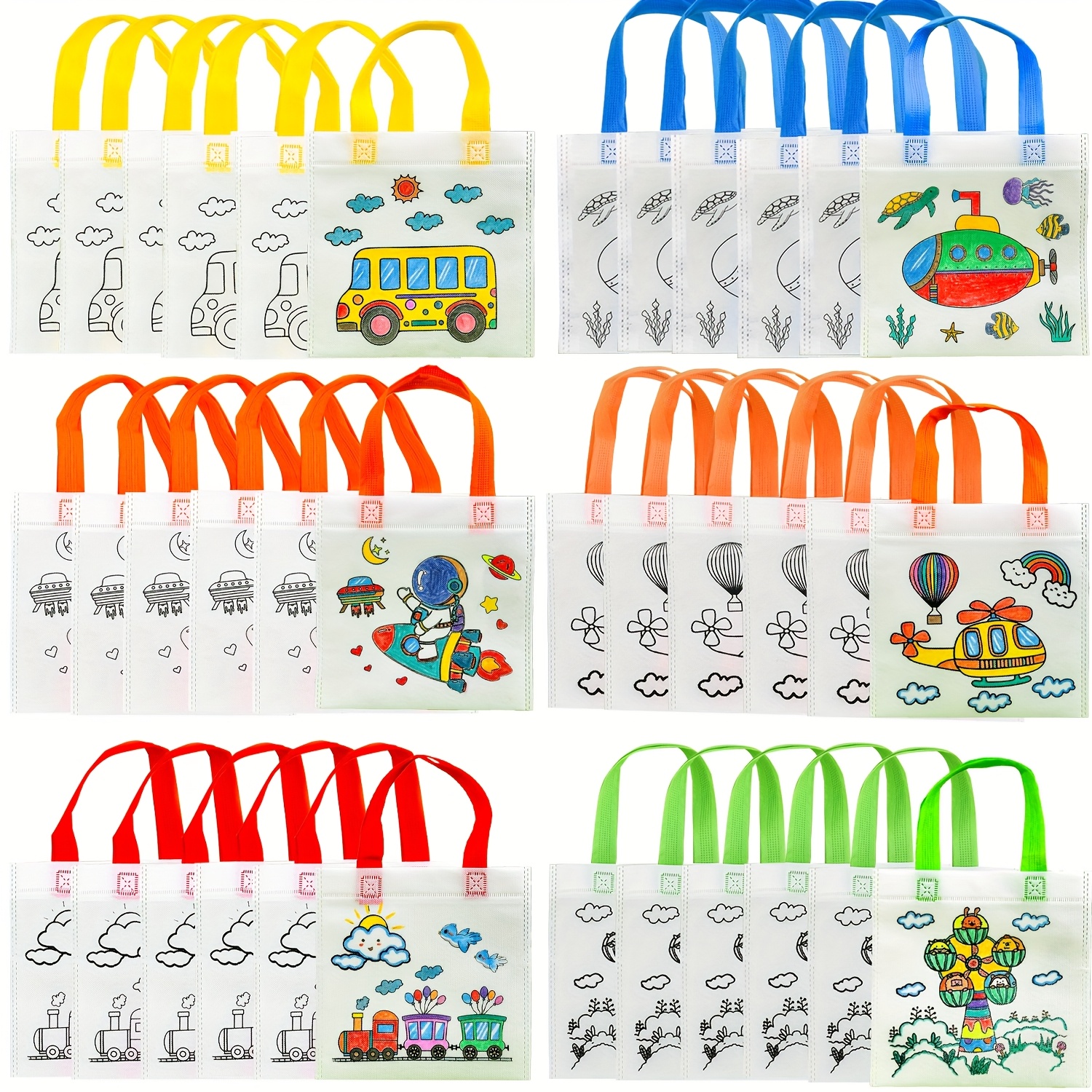 Image of 36pcs Reusable Colorful Gift Bags - Cute Art Party Favors, Personalized Colored Bags, Art Party Graffiti Bags, Art Activities And Handmade Gifts