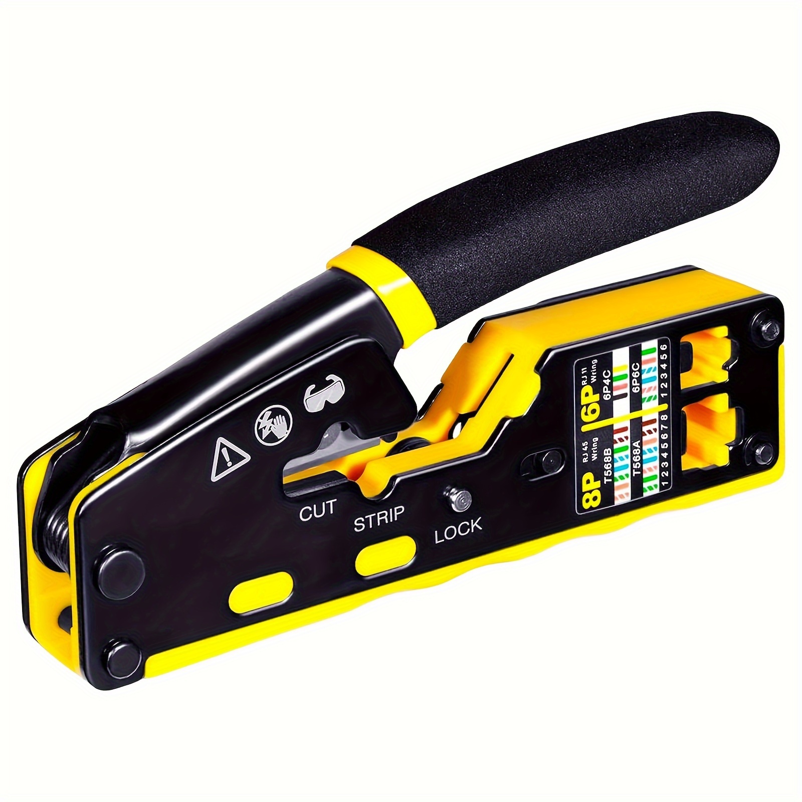 

Professional Rj45 Ethernet Crimping Tool Kit - Durable Steel, Black | All-in-one Cat5/cat6/cat7/cat8 Wire Stripper & Cutter With Network Cable Tester For Rj11/12 6p/8p