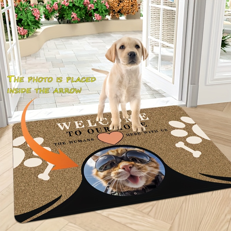 

Custom Pet Photo Door Mat - Personalized Flannel Rug For Dogs, Stain-resistant & Non-slip, Soft Comfortable Indoor Decor For Bedroom, Living Room, Kitchen, Bathroom