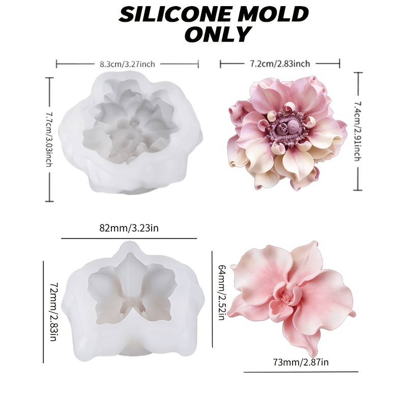 E-shop Dieses Set aus zwei Harzgussformen zeichnet sich durch zarte Orchideen- und silberne Lotus-Designs aus. Die Silikonformen sind leicht zu