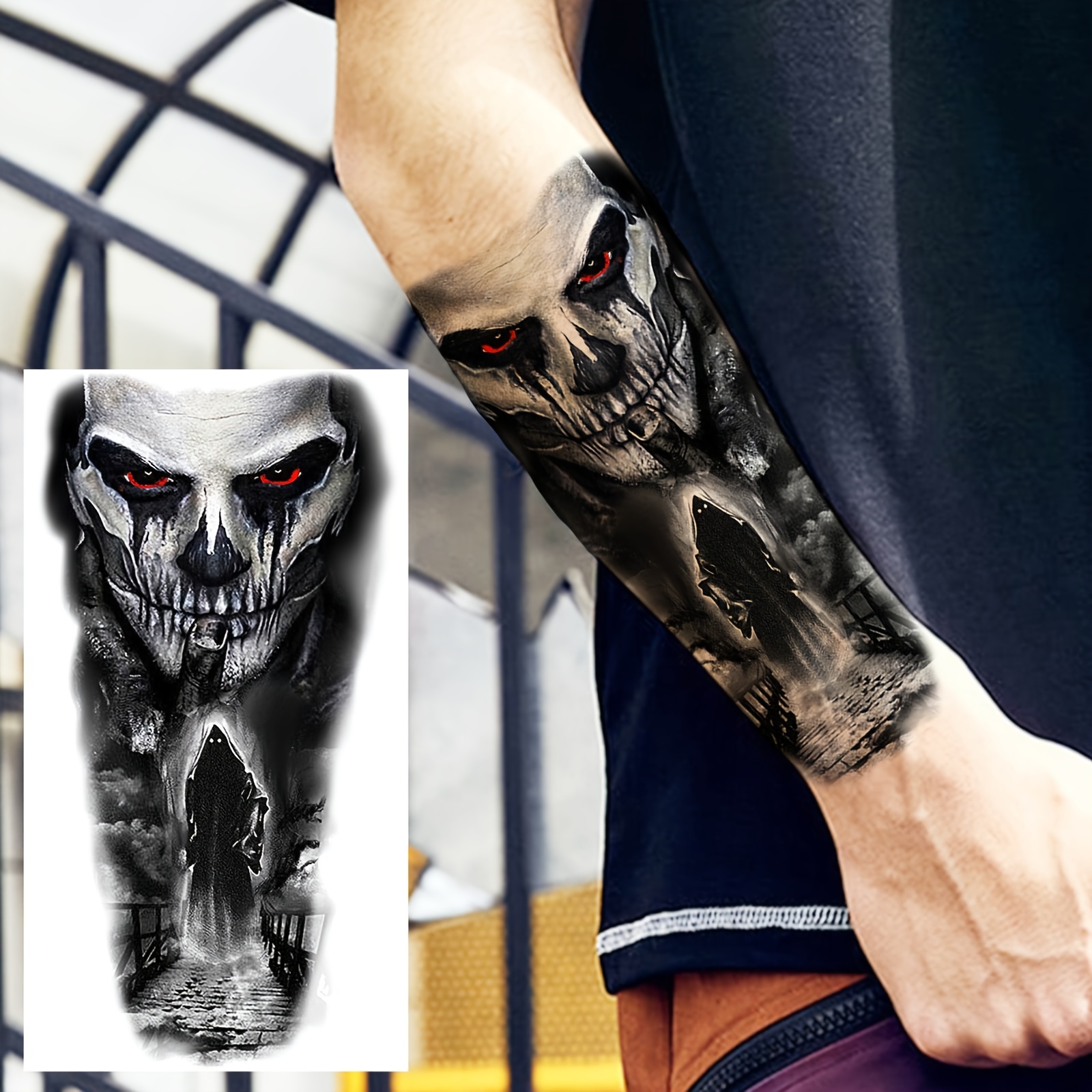 

Realistic Evil Temporary Tattoo Sticker - Waterproof, Long-lasting Body Art For Men & Women, Perfect For Halloween & Parties