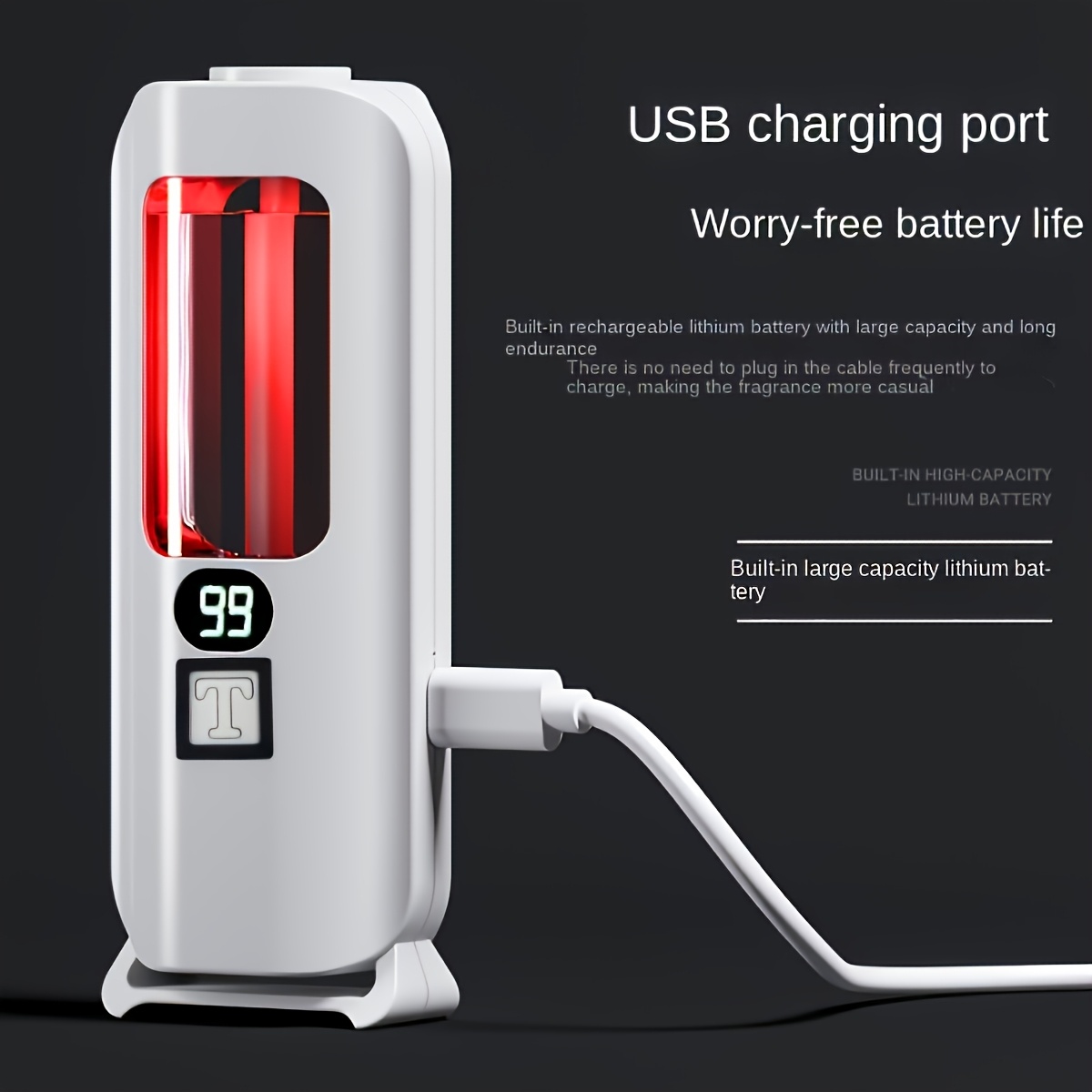 1 set usb rechargeable automatic air freshener aroma diffuser with led lights long lasting fragrance dispenser for home office and bathroom portable electric machine essential oils not included aroma diffuser for the details 10