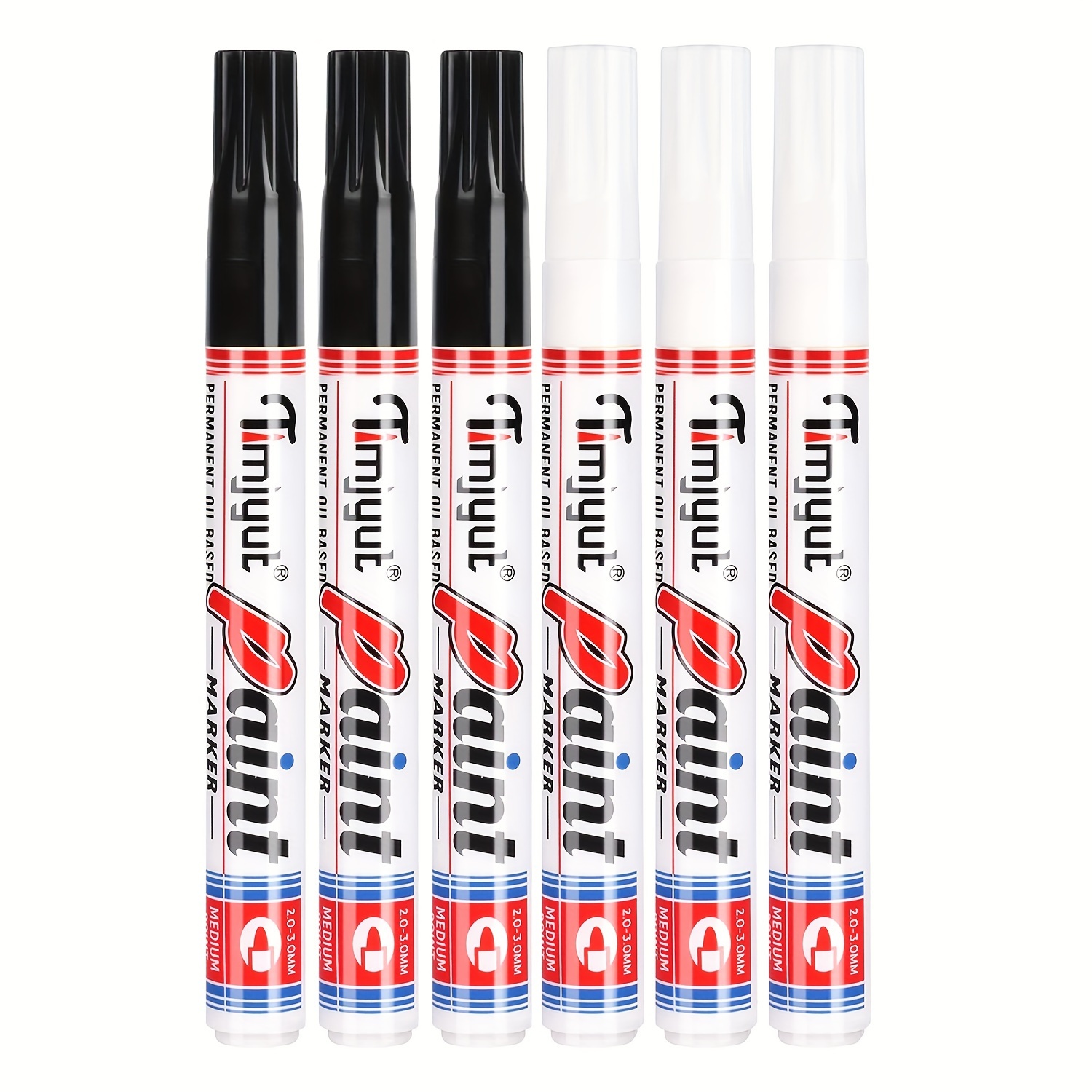 

6 Permanent Oil Paint Pens, Medium Tip Oil-based Golden Paint Pens, Waterproof And Quick-drying, Suitable For Golden, Stone, Plastic, Wood, Fabric, Canvas, Water Cup, Glass,