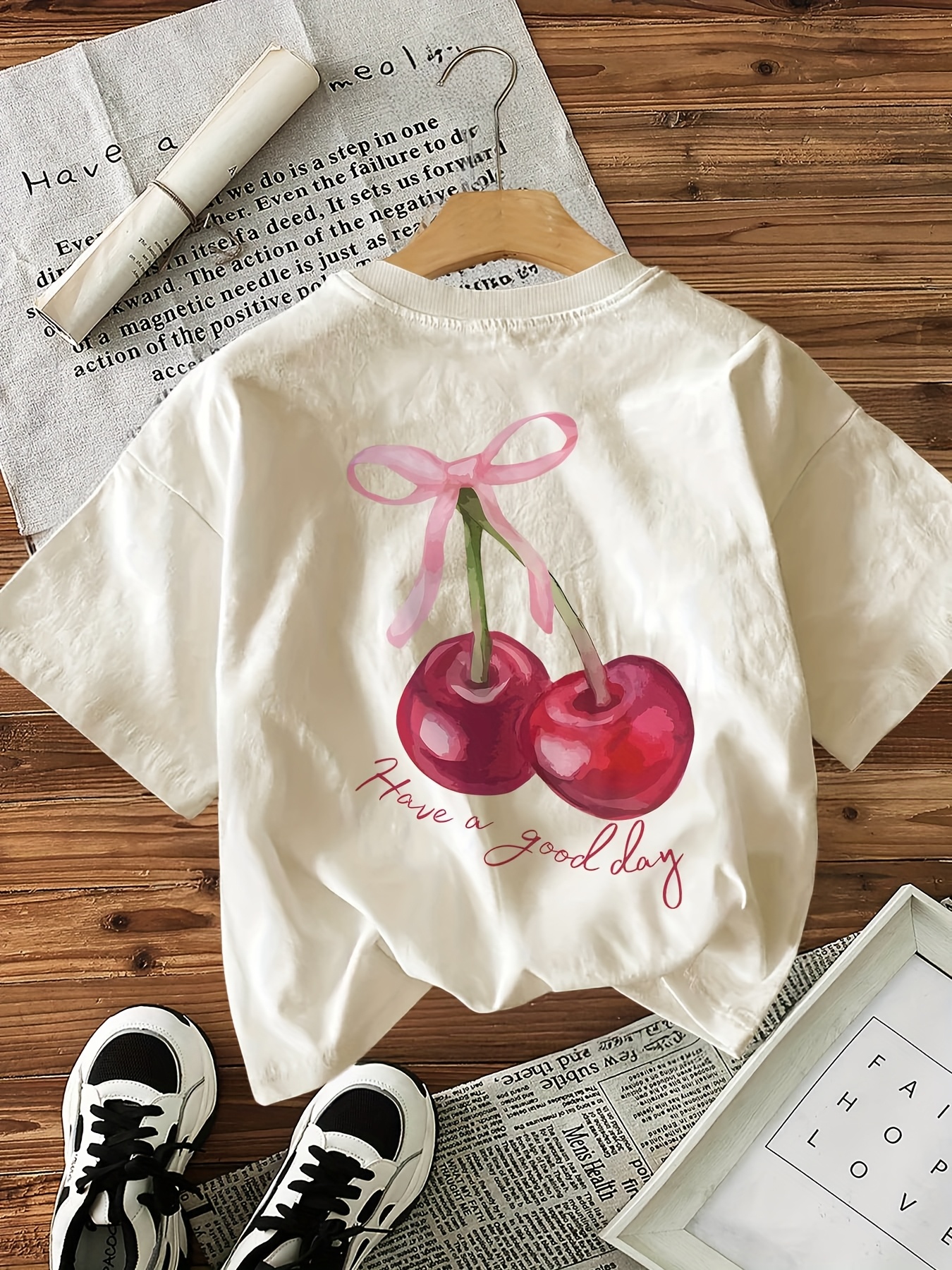 t shirt décontracté femme impression cerises col - Temu France