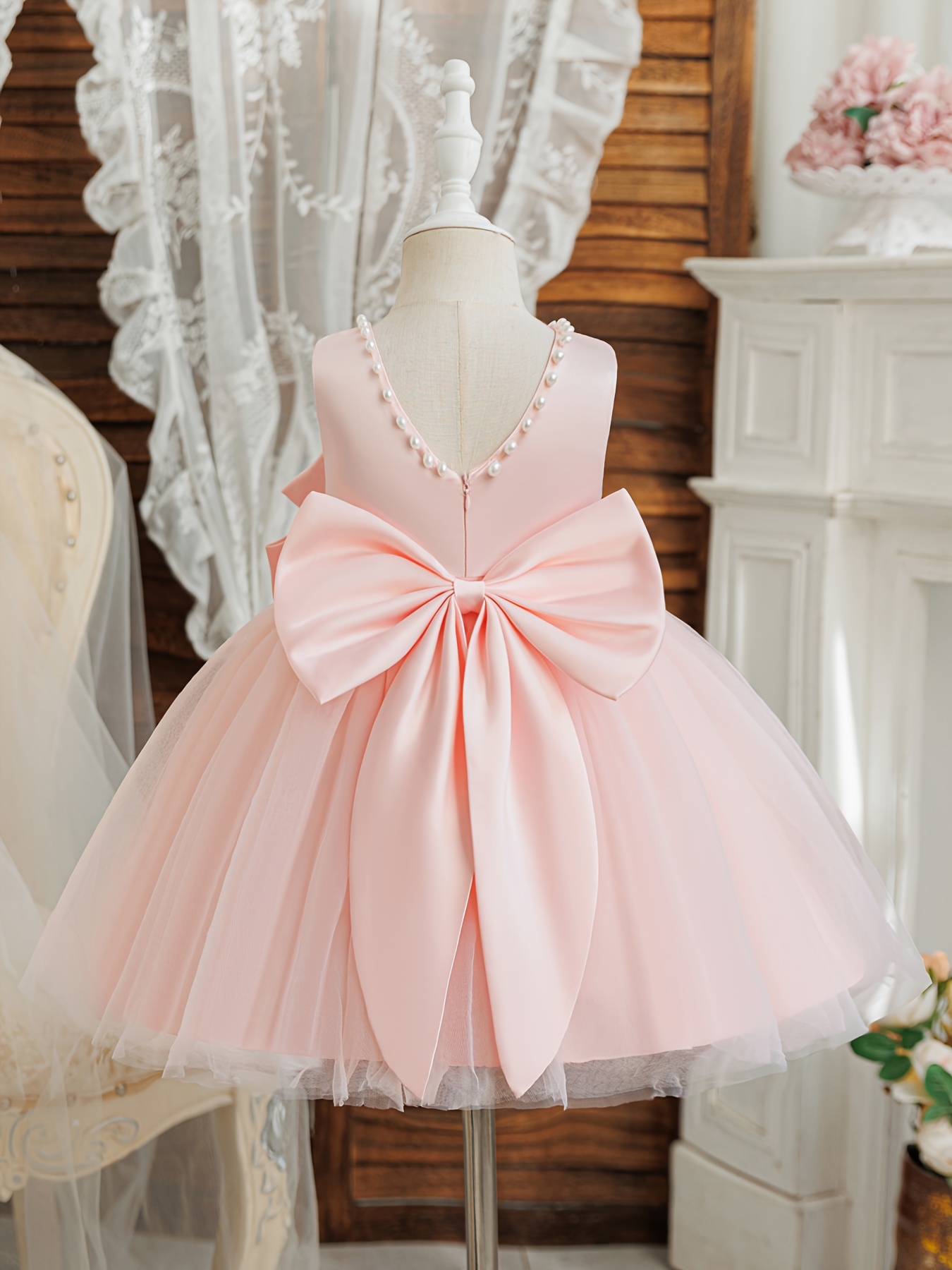 green emerald velvet dress Toddler Tulle Flower Girl Dress with Back Bow for Weddings