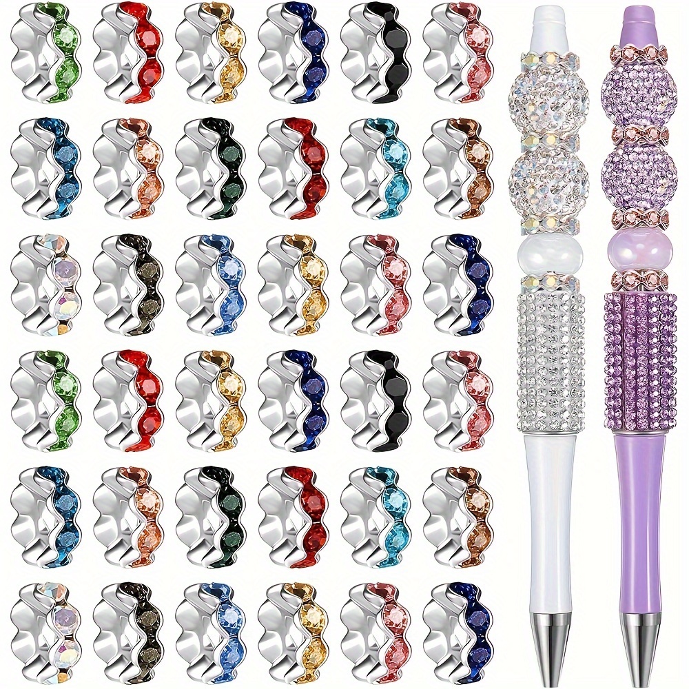 

100 Pcs Rhinestone Spacer Beads - Multicolor Rondelle Wave Diamond Beads For Bracelet, Jewelry Making & Beadable Pen Diy Crafts