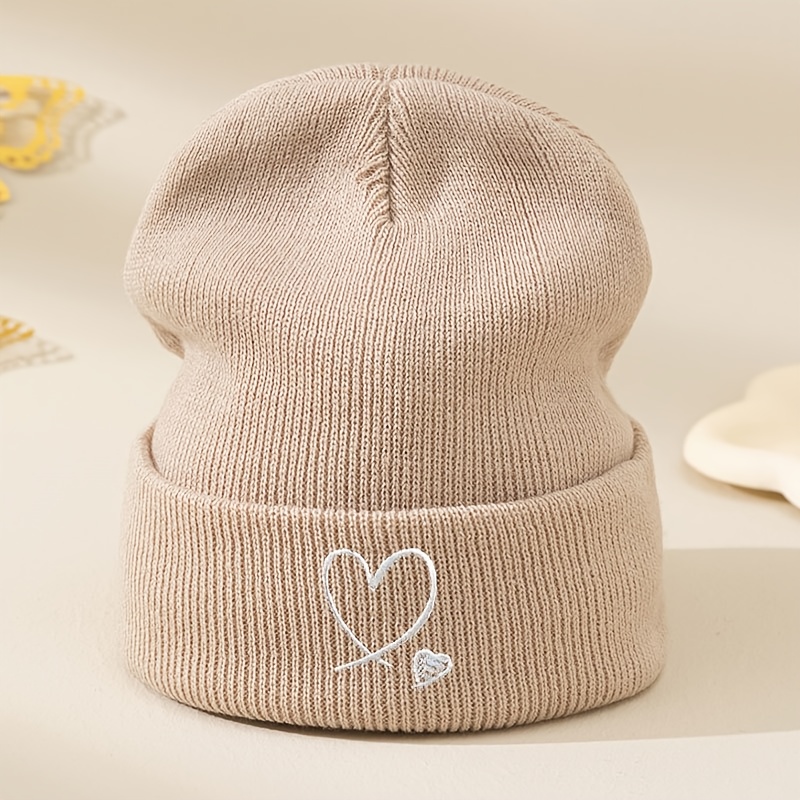 TEMU Women's Autumn Winter Hat Size Love Embroidery Hat Women' Layer All-match American Unisex Warm Pullover Hat Hat Thickened Cold Protection Ear