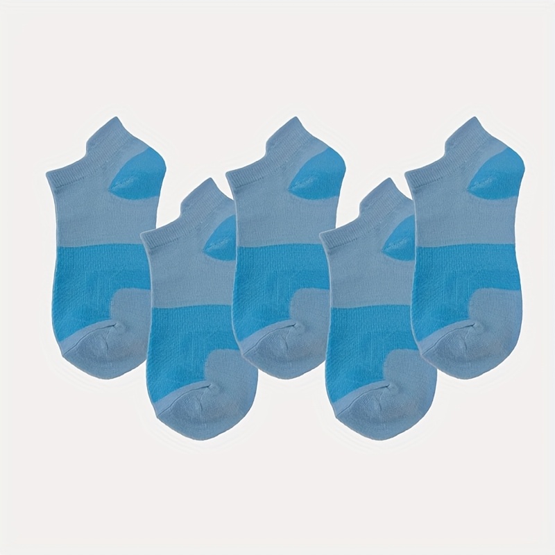 TEMU 5 Pairs Women's Compression Ankle Athletic Socks - Color Block Pattern, Arch Support And Low Cut Design, Soft Warm Breathable Moisture-wicking