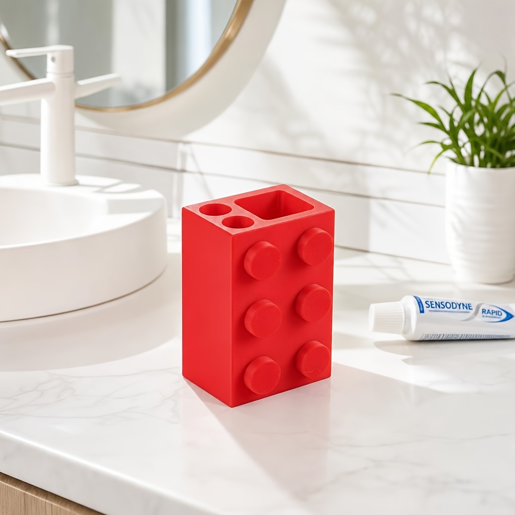 Building Block Style Organizer, Multi-use Pen Holder And Toothbrush Stand For Desk And Bathroom Storage