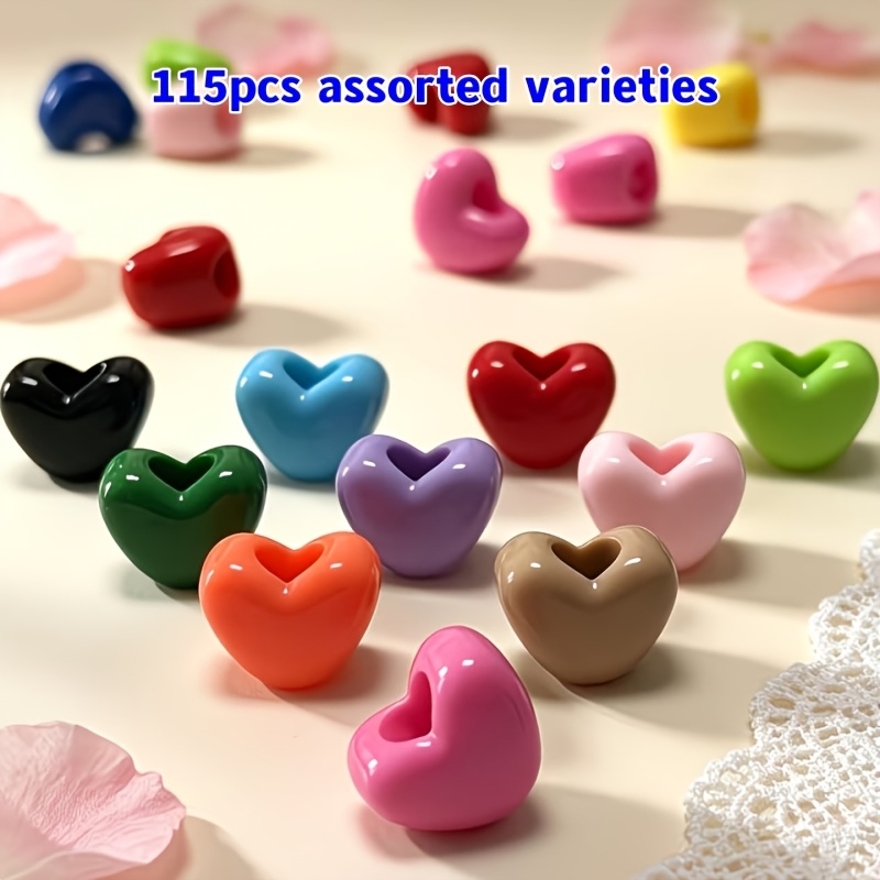 TEMU 115pcs Random Mixed Color 16mm Large , Large Hole Diameter, Suitable For Hair Accessories, Braiding Decoration, Bead Stringing, Suitable For