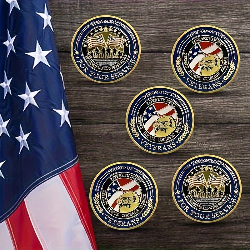 5-pack Patriotic American Challenge Coins, Iron U.s. Veterans Honoring ...