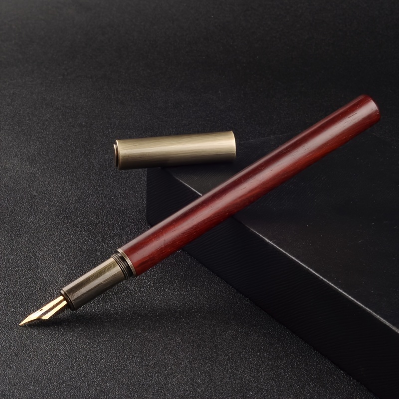 

Solid Wood And Brass Fountain Pen: Retro Creative Gift, Suitable For Men And Women, Ideal For Business And Office Use, 0.5mm Point, Lightweight, And Convenient Twist Cap