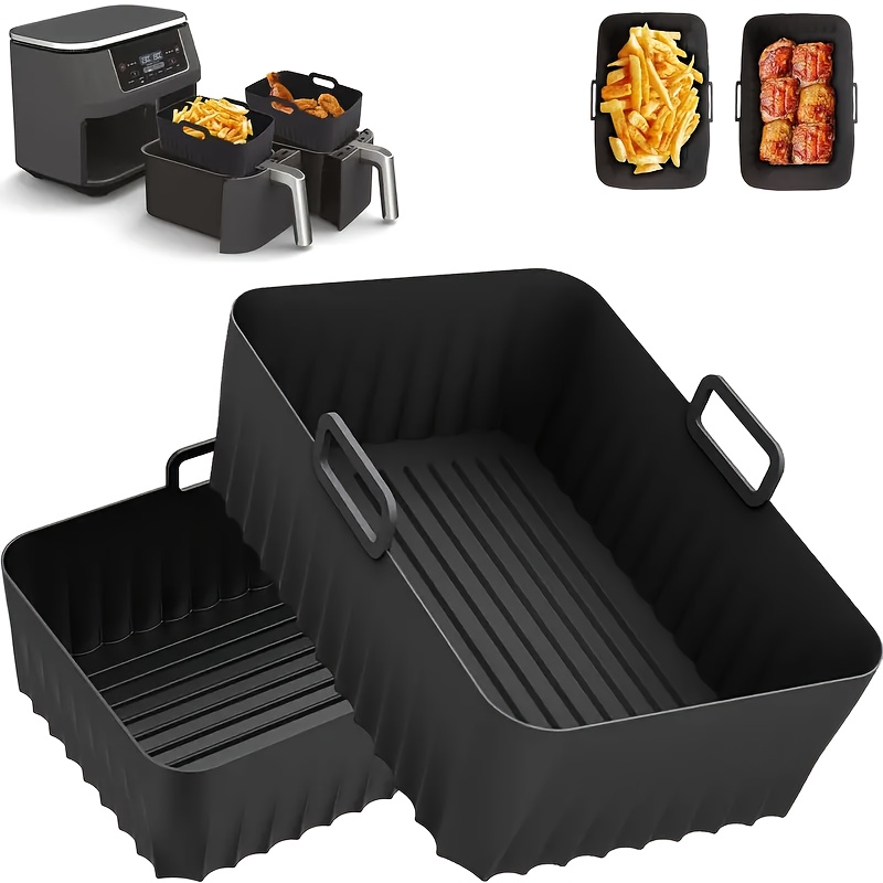 TEMU Silicone Air Fryer Liner For Af400uk Af451uk Af300uk 7. 1.59gal-9. 1.32gal, 2pcs Of Reusable Air Fryer Accessories Silicone Pot, Suitable For
