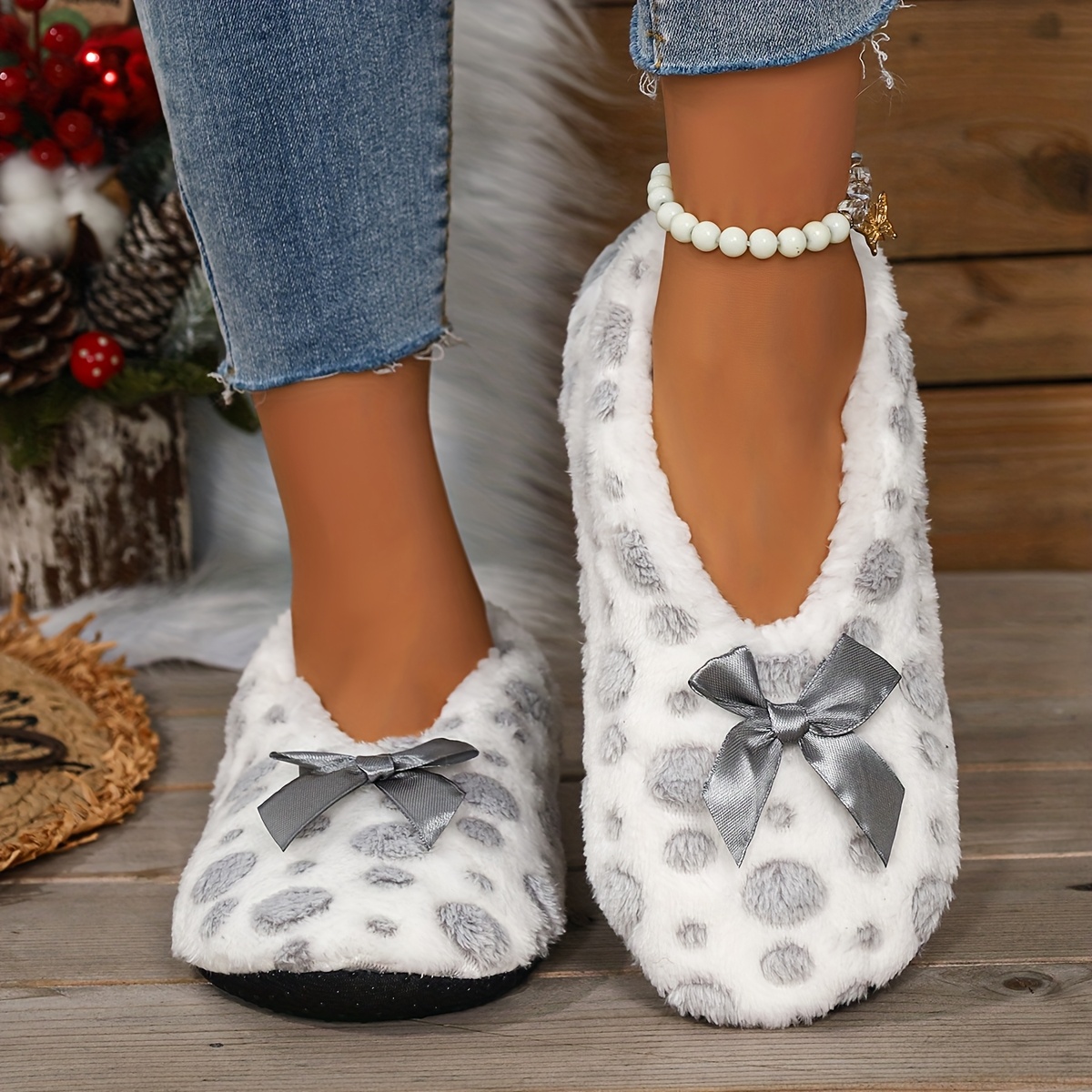 Women's Winter Indoor Maternity Slippers, Featuring A Bow Decoration On And A Non-slip Sole Design, Stylish And Elegant