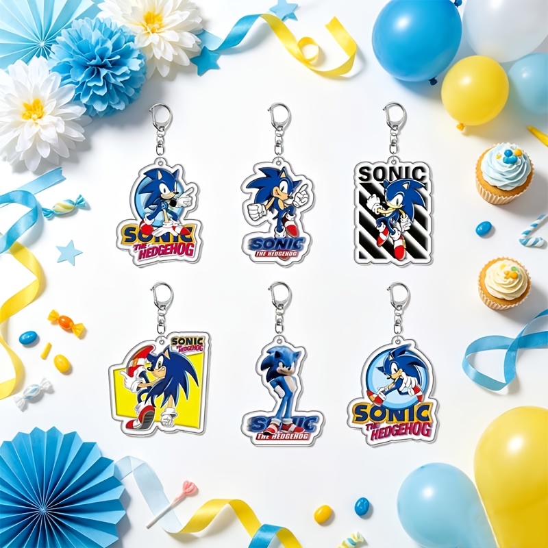 TEMU The Hedgehog Keychain Gift Set - Acrylic Keyring, 6pcs, Schoolbag Hanger, Party Gift, High-quality Birthday Present