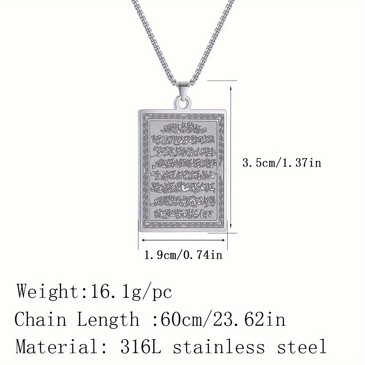 Islamic Geometric Stainless Steel Pendant Necklace