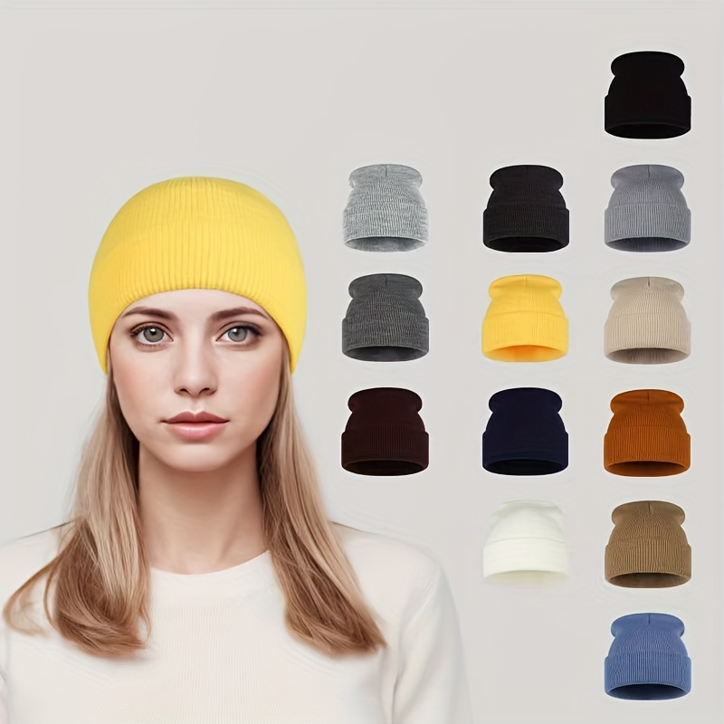 

5pcs Mlfo Acrylic Knit Beanie Hats In Assorted Colors - Warm, & Lightweight With Ear Protection For Fall & Winter, Ideal For Skiing & Travel, Winter Clothes