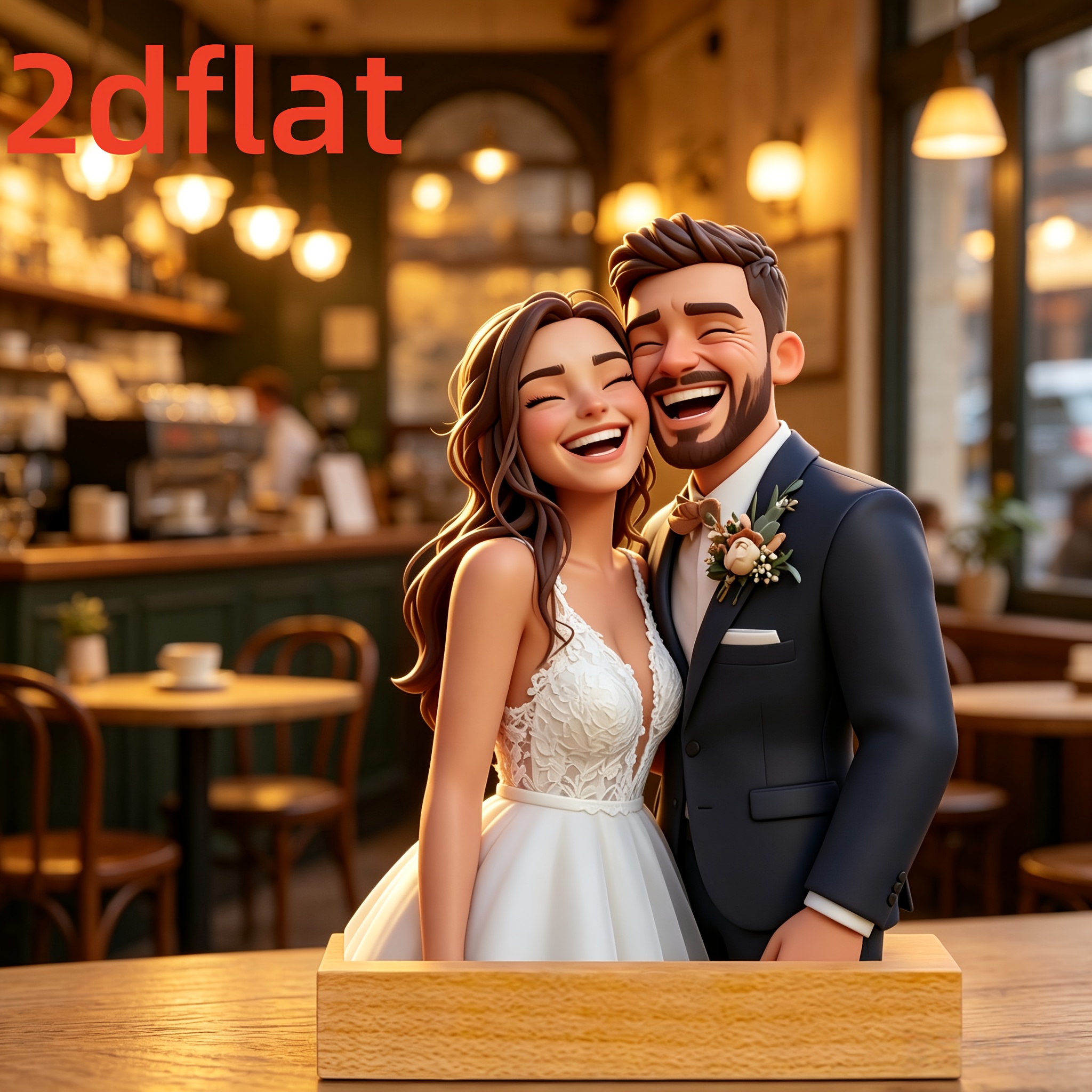 TEMU 2d Flat, 1pc 1pcs Personalized Photo To Ai Cartoon Portrait - Custom Picture Acrylic Desktop Ornament Suitable For Gifts, Photo Transformation