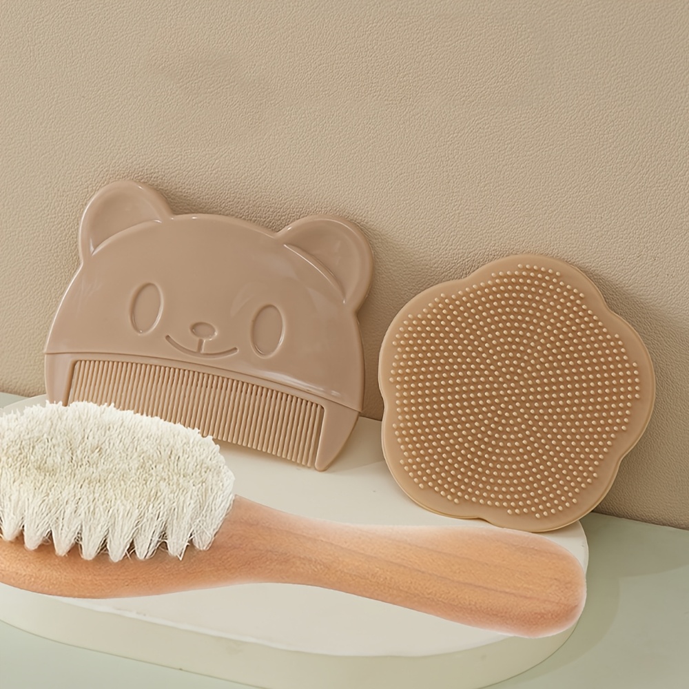 TEMU 3pcs Hair Massage Brushes Comb Stain-removing Comb Set Wooden Natural Ultra Brush
