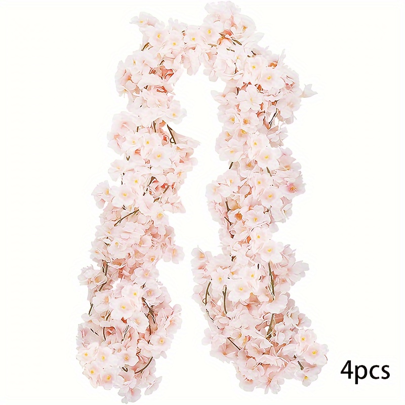 4pcs 23.6ft Artificial Cherry Flower Vines Artificial Flowers Outdoor Hanging Flowers Garland For Wedding Party Home Bedroom Decor Japanese Kawaii Cute