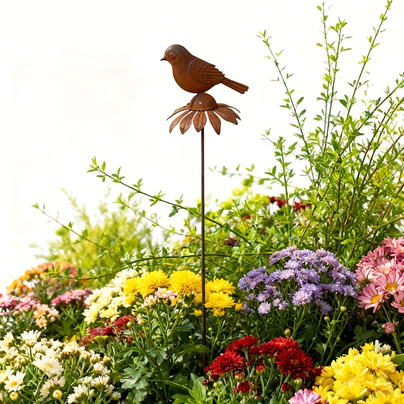 E-shop Eisenkunst Vogel- Blumengarten-Einsatz, Rasendekoration Dekoratives Ornament