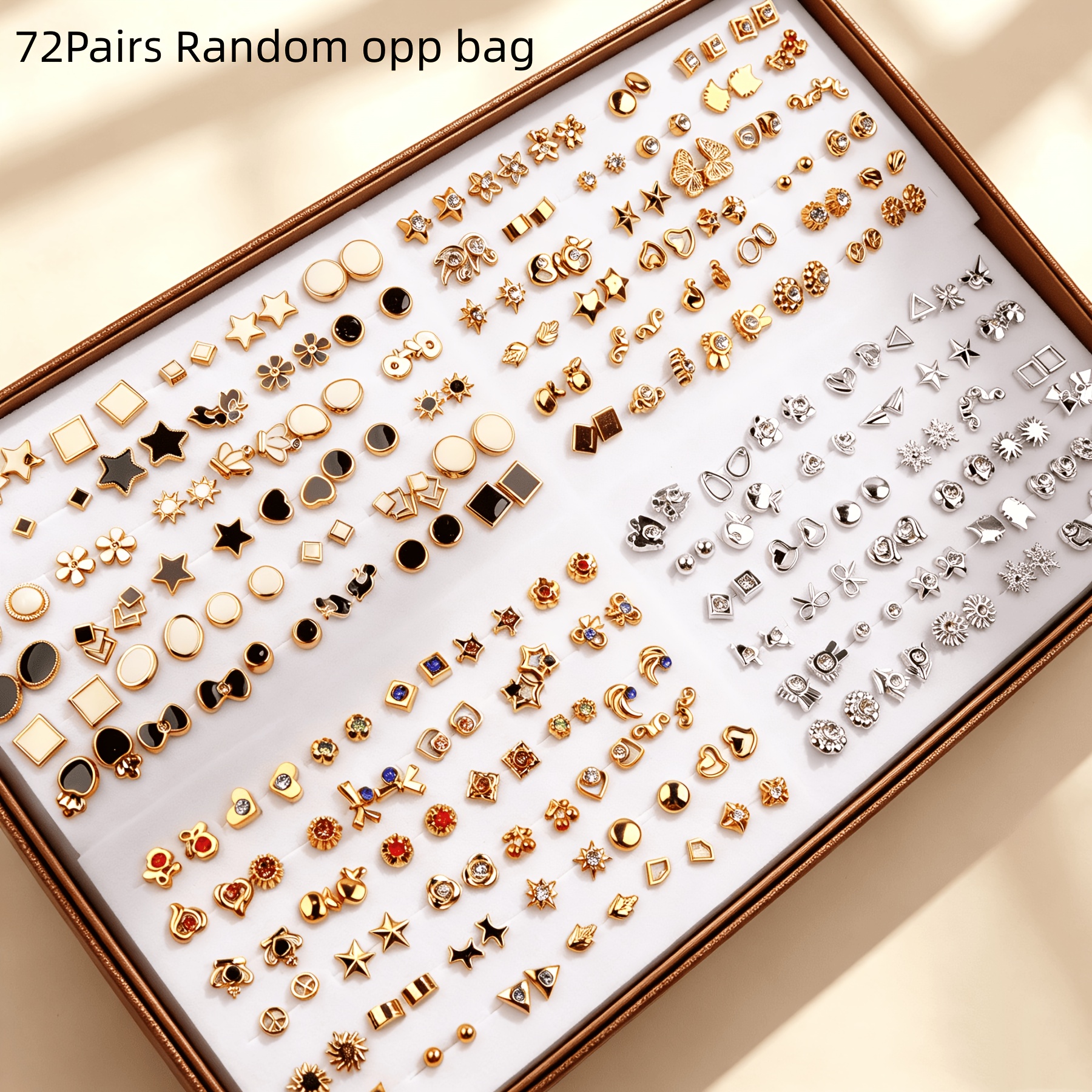 TEMU 72 paires de clous d'oreilles à clous tendance et mignons en résine avec et cœurs géométriques, styles aléatoires, emballage en sac OPP, cadeaux
